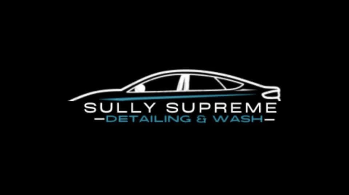 Sully Supreme Detailing & Wash logo, white car outline on black
